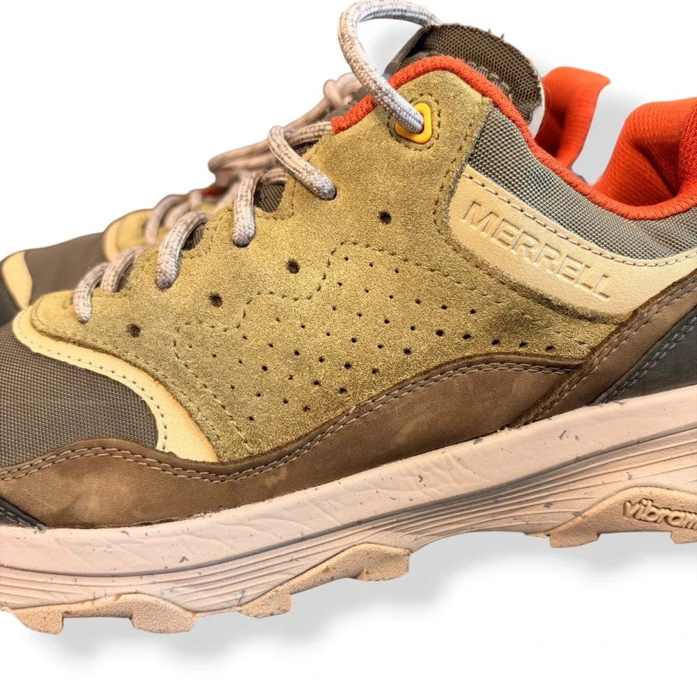 Merrell Mens Speed Solo Hiking Shoes J038395 Tan Brown Orange Vibram Size 13